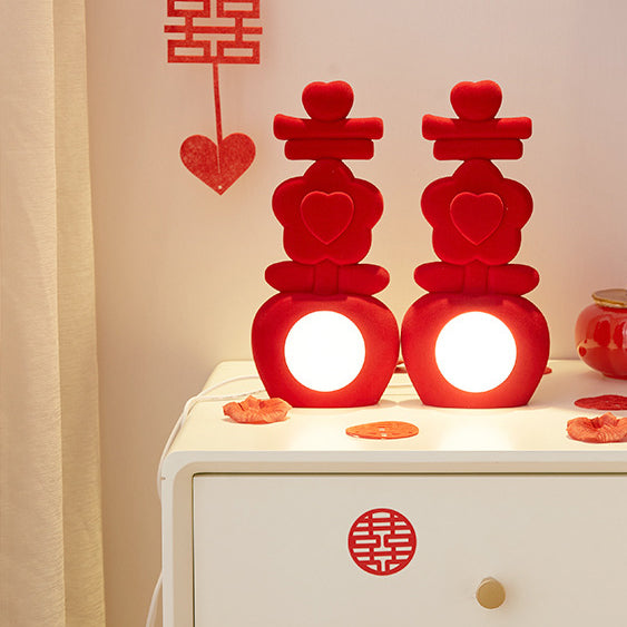 Lampe de table LED en acrylique avec décoration florale en résine USB chinoise traditionnelle pour chambre à coucher 