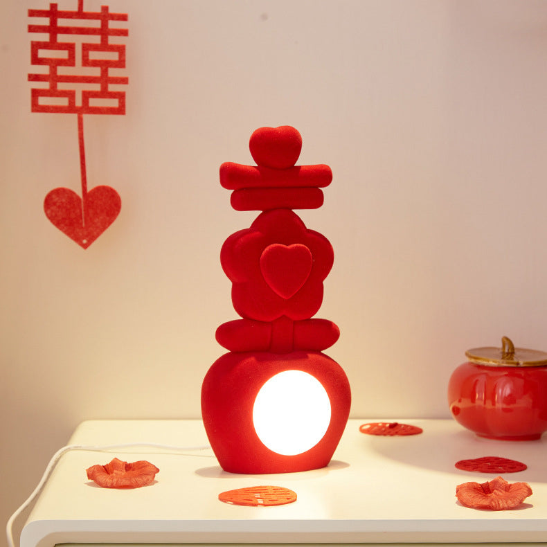 Lampe de table LED en acrylique avec décoration florale en résine USB chinoise traditionnelle pour chambre à coucher 