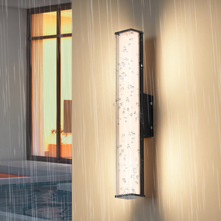 Lámpara Apliques de Pared Exterior Impermeable LED de Acrílico y Aluminio Rectangular Industrial Contemporáneo para Jardín 