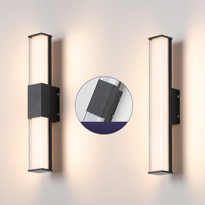 Lámpara Apliques de Pared Exterior Impermeable LED de Acrílico y Aluminio Rectangular Industrial Contemporáneo para Jardín 
