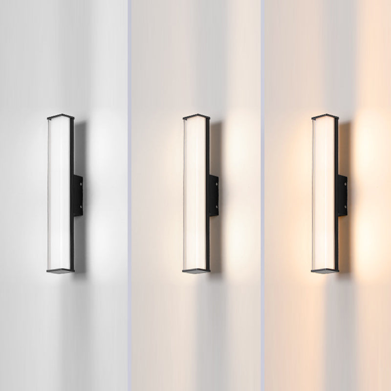 Lámpara Apliques de Pared Exterior Impermeable LED de Acrílico y Aluminio Rectangular Industrial Contemporáneo para Jardín 
