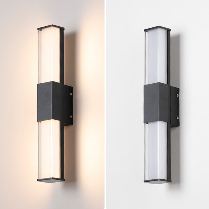 Lámpara Apliques de Pared Exterior Impermeable LED de Acrílico y Aluminio Rectangular Industrial Contemporáneo para Jardín 