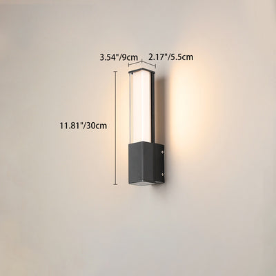 Applique murale contemporaine rectangulaire en aluminium et acrylique LED étanche pour jardin 