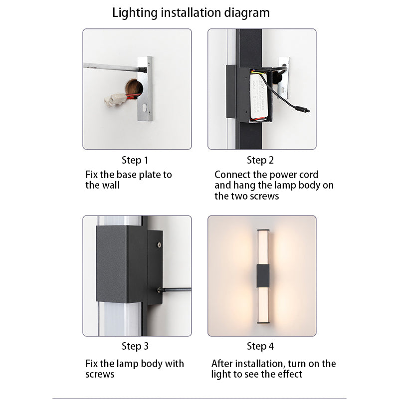 Lámpara Apliques de Pared Exterior Impermeable LED de Acrílico y Aluminio Rectangular Industrial Contemporáneo para Jardín 