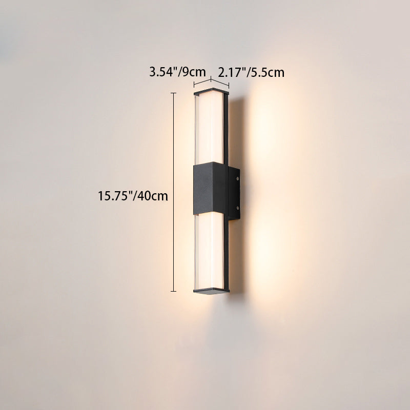 Lámpara Apliques de Pared Exterior Impermeable LED de Acrílico y Aluminio Rectangular Industrial Contemporáneo para Jardín 