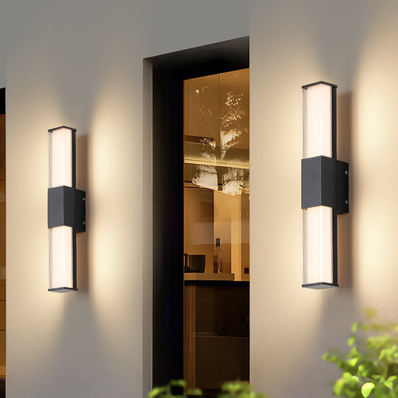 Lámpara Apliques de Pared Exterior Impermeable LED de Acrílico y Aluminio Rectangular Industrial Contemporáneo para Jardín 