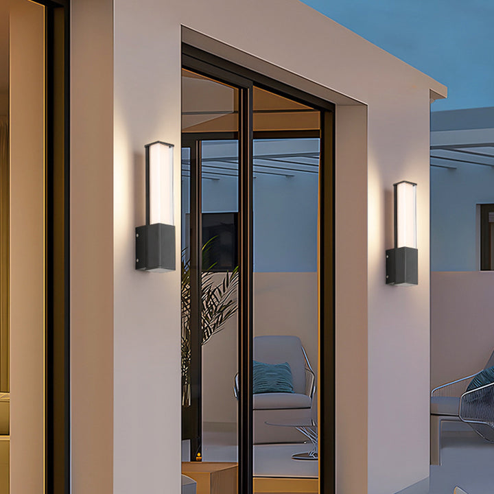 Lámpara Apliques de Pared Exterior Impermeable LED de Acrílico y Aluminio Rectangular Industrial Contemporáneo para Jardín 