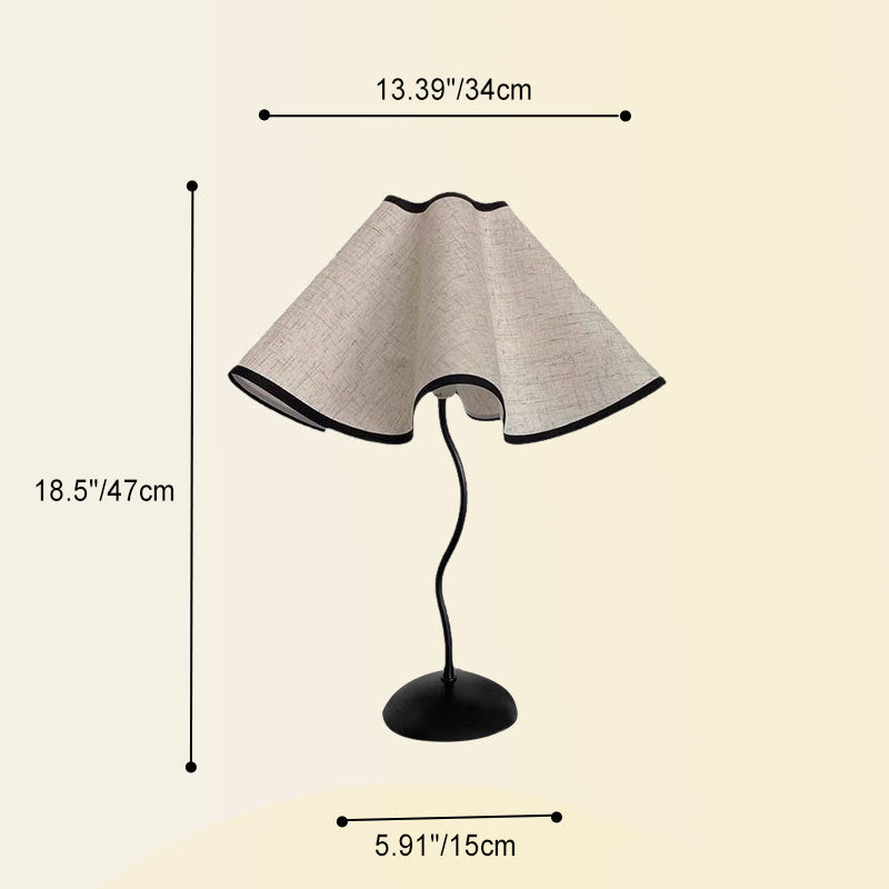 Zeitgenössische kreative Stoffblütenblatt-Lampe mit gebogenem Eisenfuß, 1-Licht Tischlampe für das Schlafzimmer 