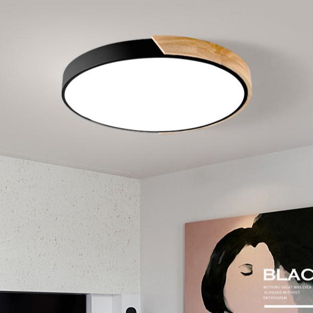 Luz de techo LED empotrada redonda de hierro acrílico macaron escandinavo contemporáneo para sala de estar 