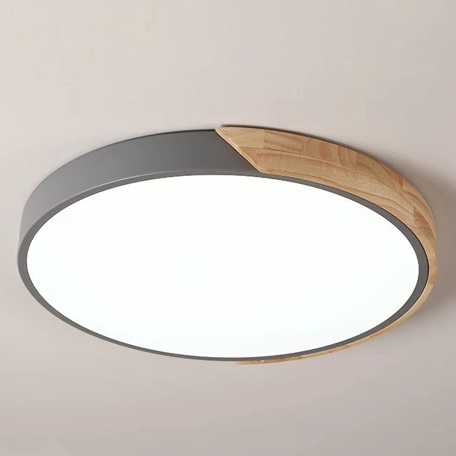 Luz de techo LED empotrada redonda de hierro acrílico macaron escandinavo contemporáneo para sala de estar 