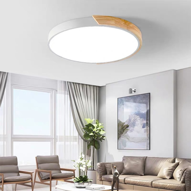 Luz de techo LED empotrada redonda de hierro acrílico macaron escandinavo contemporáneo para sala de estar 
