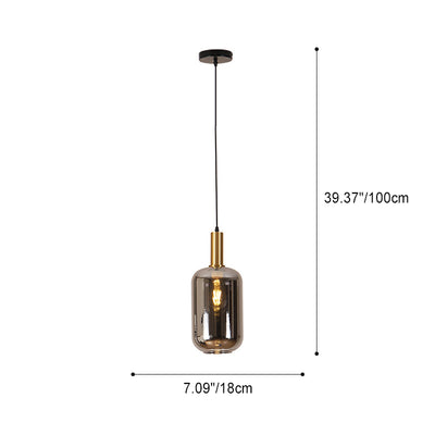 Pantalla de cilindro de vidrio nórdico contemporáneo Hardware Lámpara colgante de 1 luz para dormitorio 