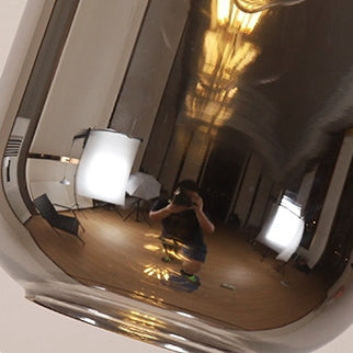 Pantalla de cilindro de vidrio nórdico contemporáneo Hardware Lámpara colgante de 1 luz para dormitorio 