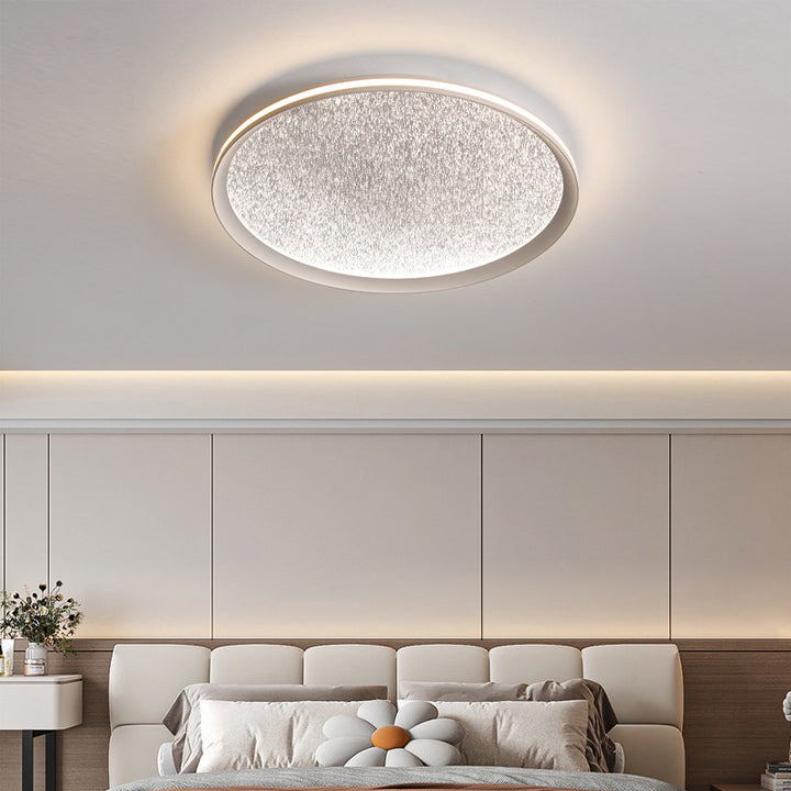 Contemporary Creative Starlight Cloud Rain Texture Iron Aluminum Round LED Flush Mount Ceiling Light For Living Room