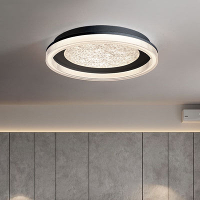 Modern Minimalist Round Iron Acrylic Starry Sky LED Flush Mount Ceiling Light For Bedroom