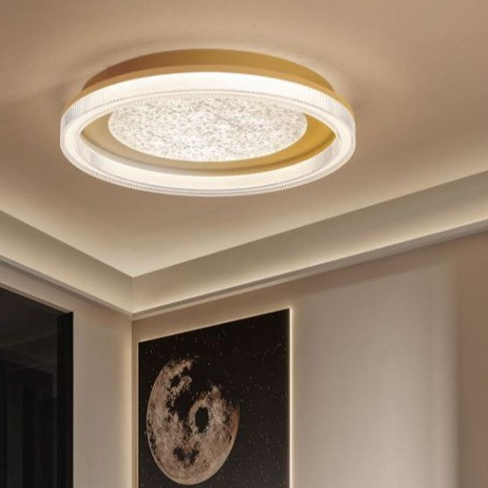 Modern Minimalist Round Iron Acrylic Starry Sky LED Flush Mount Ceiling Light For Bedroom