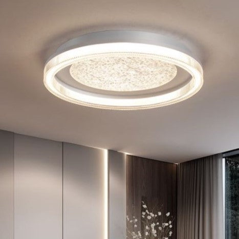 Modern Minimalist Round Iron Acrylic Starry Sky LED Flush Mount Ceiling Light For Bedroom