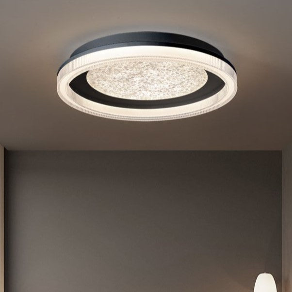 Modern Minimalist Round Iron Acrylic Starry Sky LED Flush Mount Ceiling Light For Bedroom