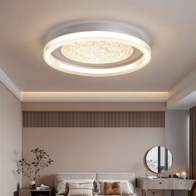 Modern Minimalist Round Iron Acrylic Starry Sky LED Flush Mount Ceiling Light For Bedroom