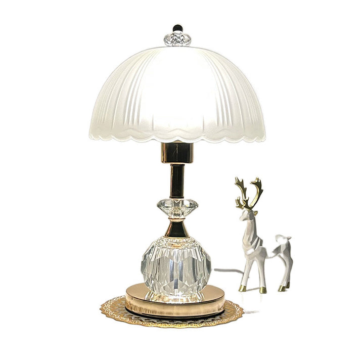 Zeitgenössische Luxus-Glaskuppel mit Metallbasis LED-Tischlampe für das Schlafzimmer 