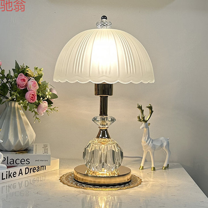 Zeitgenössische Luxus-Glaskuppel mit Metallbasis LED-Tischlampe für das Schlafzimmer 
