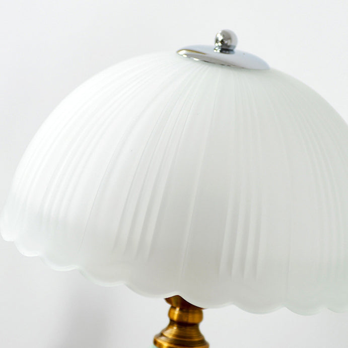 Traditional Vintage Glass Dome Shade Crack Ceramic Vase Base 1-Light Table Lamp For Bedroom