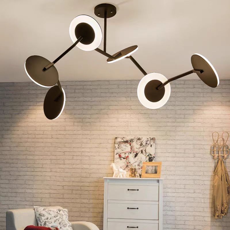 Suspension LED en aluminium acrylique scandinave contemporaine en forme de soucoupe volante pour chambre 
