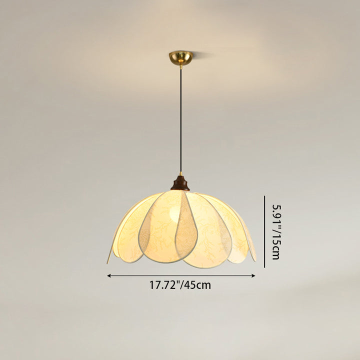 Pantalla de tela de pétalo francés tradicional Hardware 1-Luz Colgante Para Comedor 