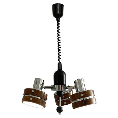 Contemporary Simplicity Iron Frame Rubber Wood Cylinder 3-Light Chandelier For Living Room