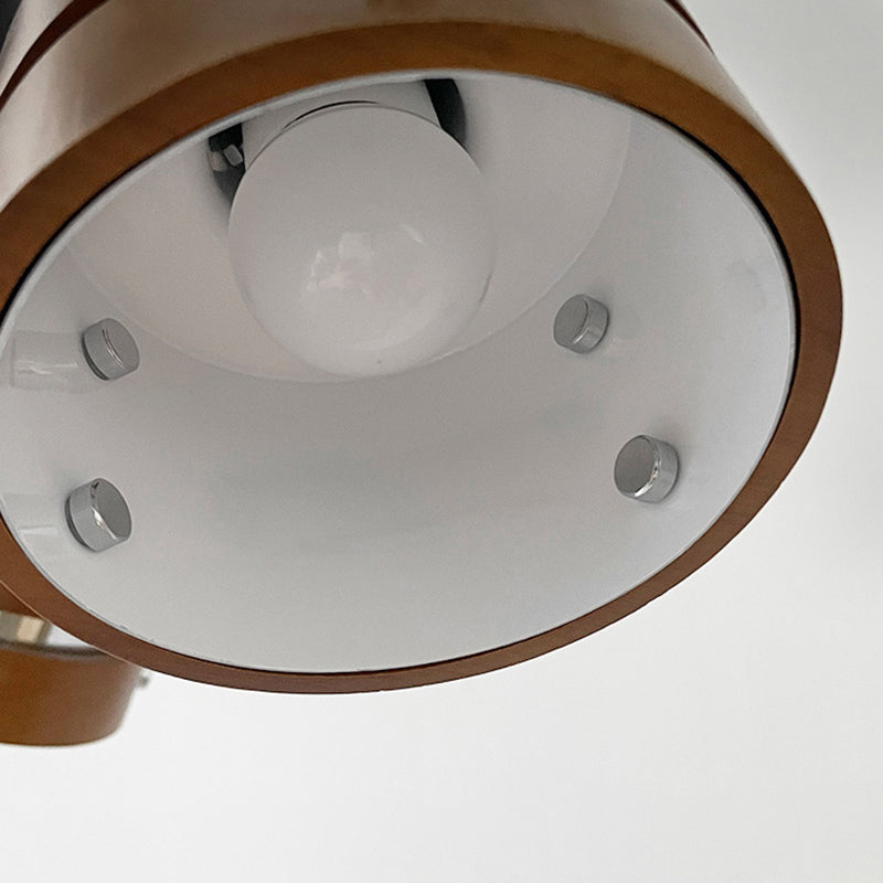 Contemporary Simplicity Iron Frame Rubber Wood Cylinder 3-Light Chandelier For Living Room