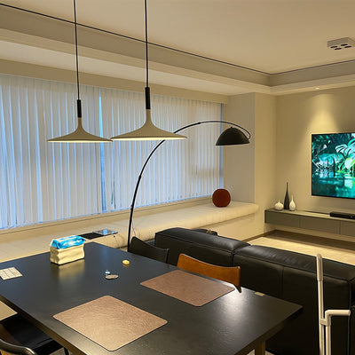 Zeitgenössische skandinavische Eisen-Zement-Runde LED-Pendelleuchte für das Esszimmer 
