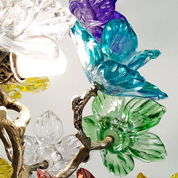 Lampe de table à 4 lumières avec abat-jour en fleur de cristal créatif contemporain, feuille d&