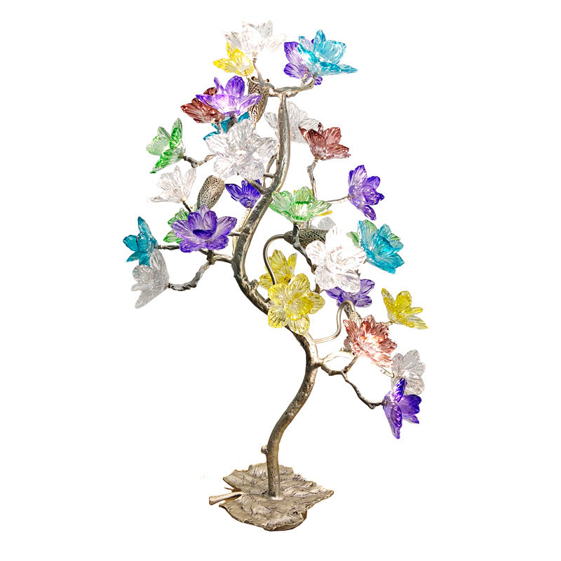 Lampe de table à 4 lumières avec abat-jour en fleur de cristal créatif contemporain, feuille d&