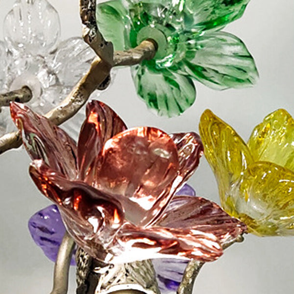 Lampe de table à 4 lumières avec abat-jour en fleur de cristal créatif contemporain, feuille d&