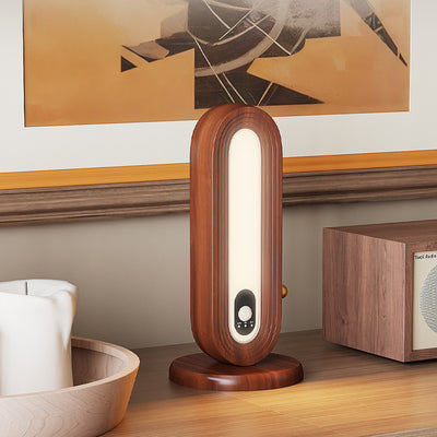 Lampe de Table Intelligente à Détection Magnétique LED Ovale en Bois Massif Simplicité Moderne pour Chambre 