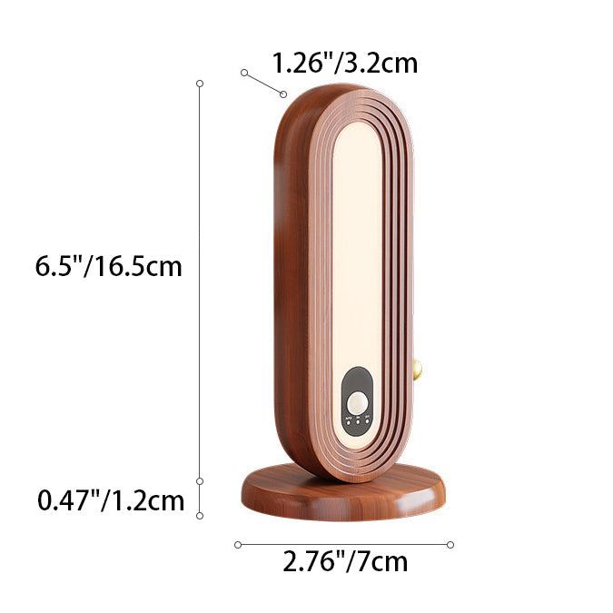Lampe de Table Intelligente à Détection Magnétique LED Ovale en Bois Massif Simplicité Moderne pour Chambre 
