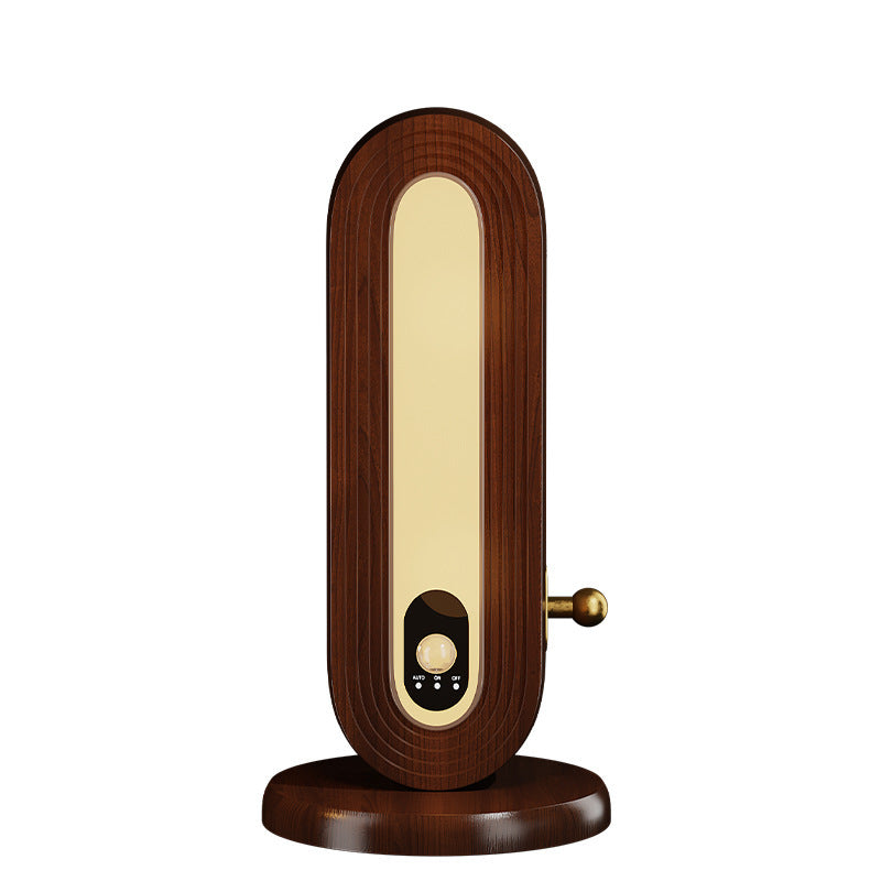 Lampe de Table Intelligente à Détection Magnétique LED Ovale en Bois Massif Simplicité Moderne pour Chambre 