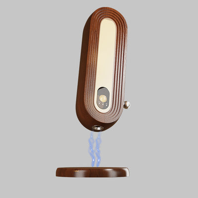 Lampe de Table Intelligente à Détection Magnétique LED Ovale en Bois Massif Simplicité Moderne pour Chambre 