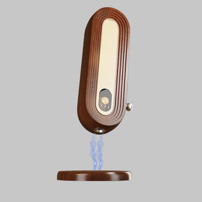 Lampe de Table Intelligente à Détection Magnétique LED Ovale en Bois Massif Simplicité Moderne pour Chambre 