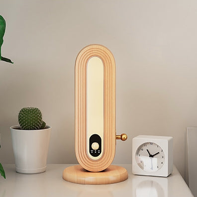 Lampe de Table Intelligente à Détection Magnétique LED Ovale en Bois Massif Simplicité Moderne pour Chambre 