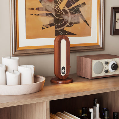Lampe de Table Intelligente à Détection Magnétique LED Ovale en Bois Massif Simplicité Moderne pour Chambre 