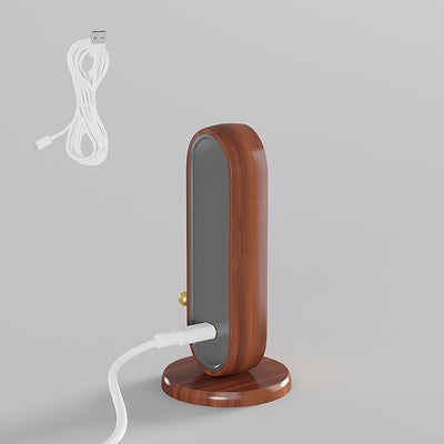 Lampe de Table Intelligente à Détection Magnétique LED Ovale en Bois Massif Simplicité Moderne pour Chambre 