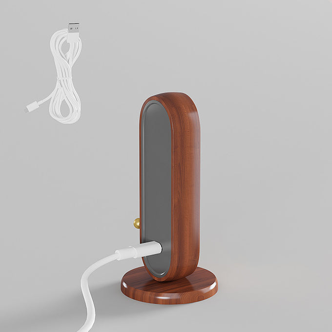Lampe de Table Intelligente à Détection Magnétique LED Ovale en Bois Massif Simplicité Moderne pour Chambre 