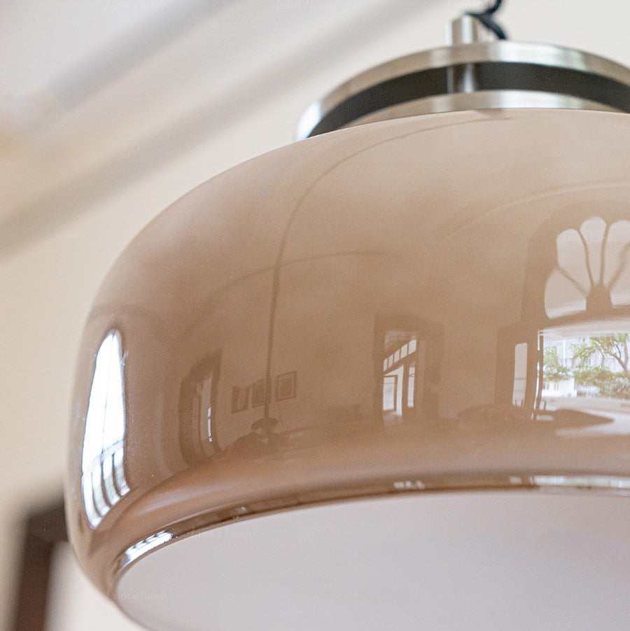 Contemporary Nordic Glass Round Shade Hardware 1-Light Pendant Light For Living Room
