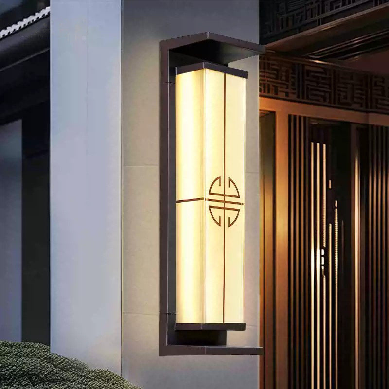 Applique murale solaire extérieure LED contemporaine rectangulaire en aluminium inoxydable pour patio extérieur 