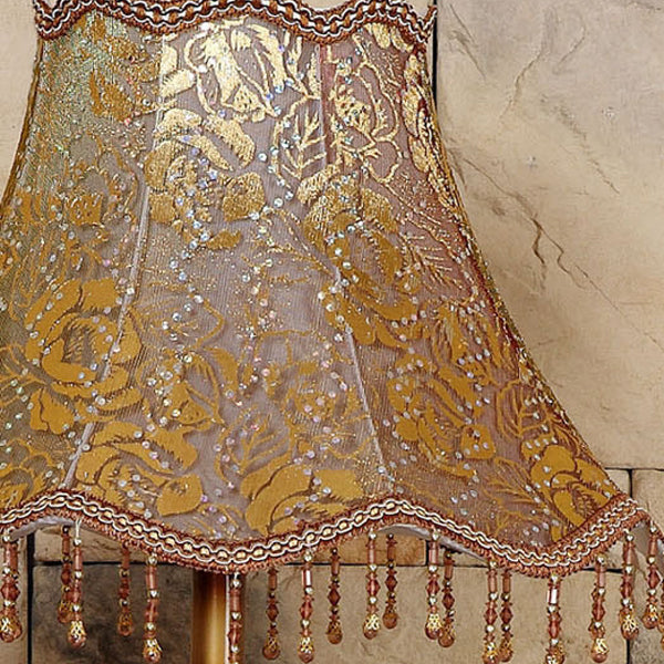 Lampe de table 1 lumière avec abat-jour en dentelle de palais européen traditionnel, base en résine sculptée et frange pour étude 