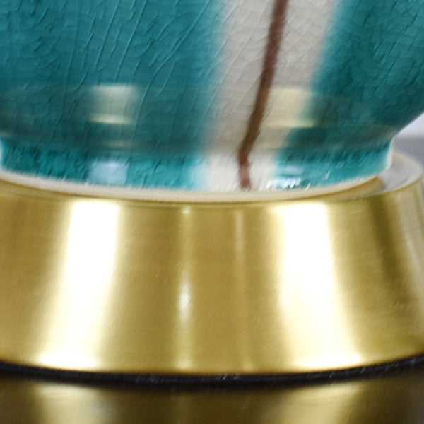 Lampe de table à 1 lumière avec base en céramique et abat-jour en tissu plissé chinois traditionnel pour étude 