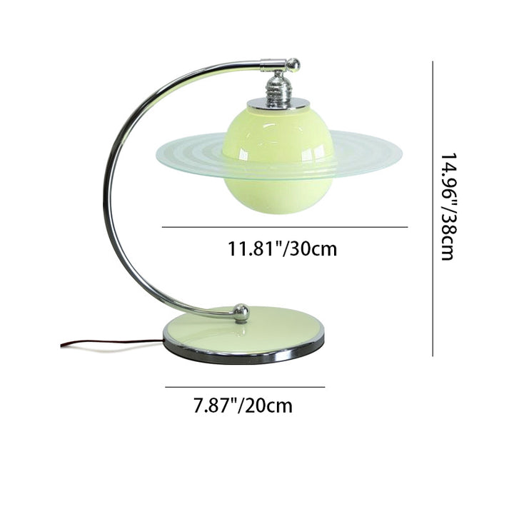 Lampe de table à 1 lumière avec tige en arc et matériel contemporain en verre nordique pour chambre 