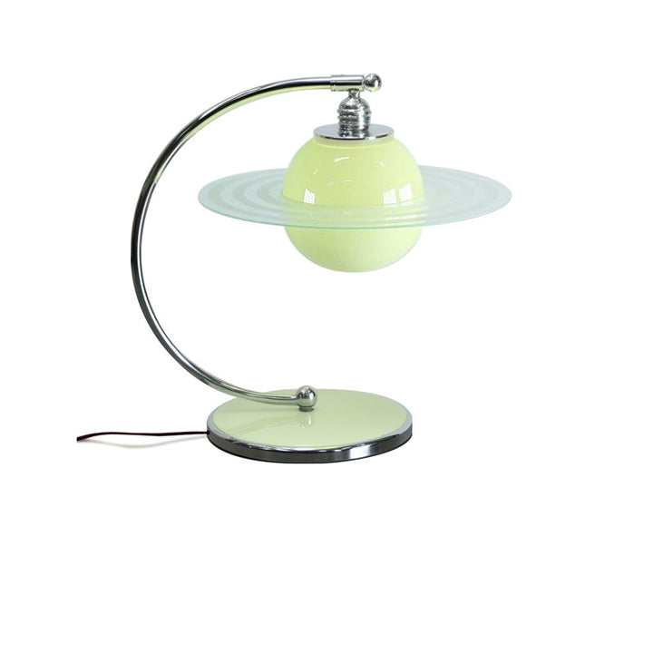 Lampe de table à 1 lumière avec tige en arc et matériel contemporain en verre nordique pour chambre 