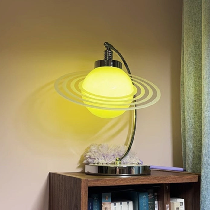 Lampe de table à 1 lumière avec tige en arc et matériel contemporain en verre nordique pour chambre 